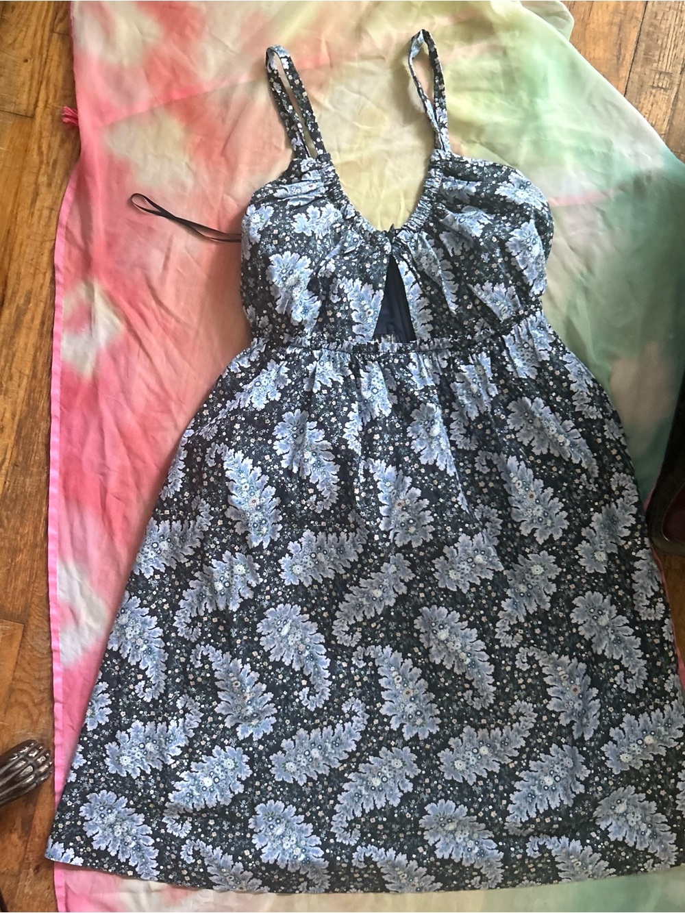 J. Crew Blue Paisley Halter Midi Dress with Keyhole